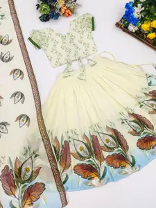 Shoryam Fashion Girls Yellow Silk Georgette Lehenga Choli