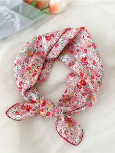 QUECY Women Floral Printed Taping Border Scarf