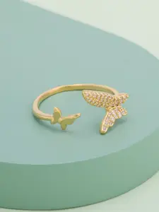 Kushal's Fashion Jewellery White Gold-Plated Party Trendy Zircon Finger Ring