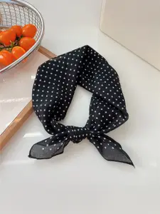 QUECY Women Polka Dot Printed Monochrome Scarf