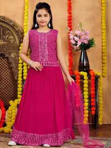 Sangria Girls Pink Poly Georgette Lehenga Choli