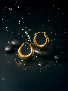 Accessorize Stainless Steel 14k Gold-Plated Chunky Crescent Shaped Hoop Earrings