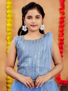 Sangria Girls Blue Net Lehenga Choli