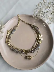 Studio Anviksha Green Flourite Layered Statement Necklace