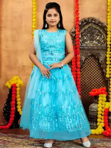 Sangria Girls Turquoise Blue Net Lehenga Choli