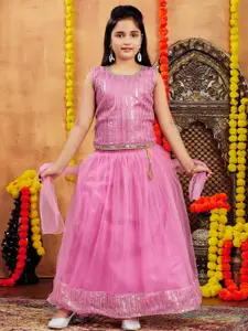 Sangria Girls Pink Net Lehenga Choli
