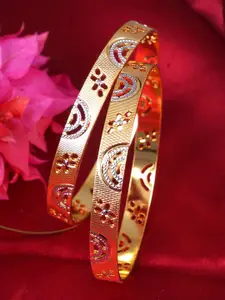 Adwitiya Collection Set Of 2 24CT Gold-plated Handcrafted Bangles