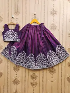 BAESD Girls Floral Embroidered Sequinned Ready to Wear Lehenga & Choli