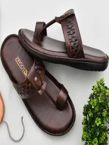 ZIRSQ Men Brown Synthetic Leather Sandals