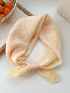 QUECY Women Checked Taping Border Scarf