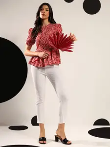 Kotty Women Floral Print Puff Sleeve Top