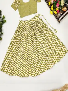 Shoryam Fashion Girls Ready To Wear Latest Ethnic Motifs Printed Lehenga With Crop Top Set