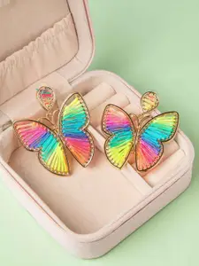 Niscka Gold-Plated Butterfly Shaped Drop Earrings