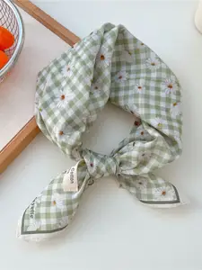 QUECY Women Checked Cotton Scarf