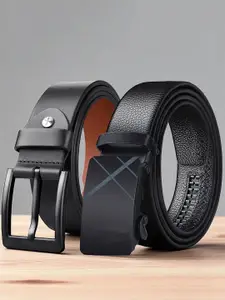 Provogue Men Set of 2 Textured Leather Wide Belt