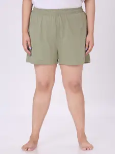 Vaishvik Women Plus Size Pure Cotton Lounge Shorts
