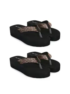 TWO SOFT Women Set Of 2 Embellished Extra Comfort Lightweight Thong Flip-Flops