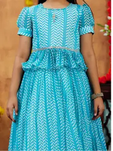 Sangria Girls Turquoise Blue Poly Georgette Lehenga Choli
