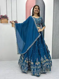 Jogmaya Fashion Embroidered Semi-Stitched Lehenga & Unstitched Blouse With Dupatta