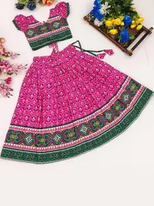 Shoryam Fashion Girls Printed Mukaish Ready to Wear Lehenga & Blouse With Dupatta