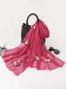 QUECY Women Foral  Embroidered Scarf