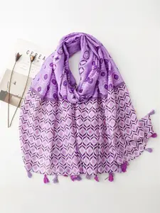QUECY Women Printed Scarf With Tasselled
