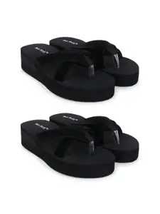 TWO SOFT Women Set of 2 Lightweight Slip-On Flip Flops