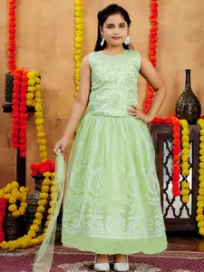 Sangria Girls Sea Green Net Lehenga Choli