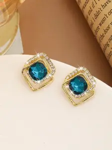 Celestique Korean Crystals Studded Square Shaped Studs