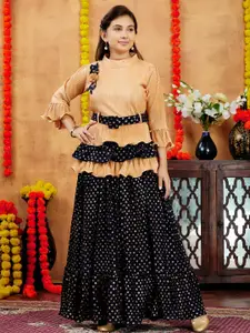 Sangria Girls Beige Poly Georgette Lehenga Choli