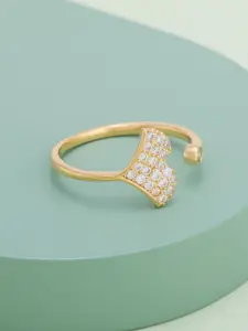 Kushal's Fashion Jewellery Gold-Plated Zircon Studded Adjustable Ring