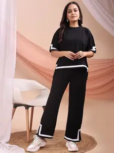 SRUTVA FASHION Self-Designed Round Neck T-Shirt With Trousers Co-Ords