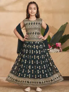 Sangria Girls Green Poly Georgette Lehenga Choli