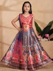 Sangria Girls Red Art Silk Lehenga Choli