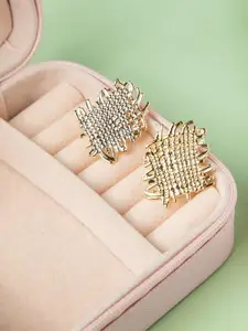 Niscka Gold Plated Zircon Studded Contemporary Studs