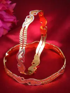 Adwitiya Collection Set Of 2 24CT Gold-plated Handcrafted Bangles