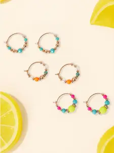 Accessorize Set Of 3 Artificial Beaded Circular Hoop Earrings