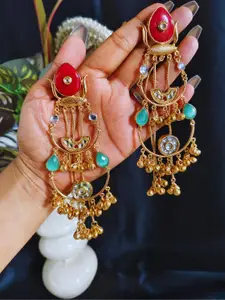 J & C Fashion Arena Gold Plated Long Kashmiri Earring Embellished with Ghungroo