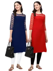 HEMANG FASHION Women Black & Red Pack of 2 Kurti