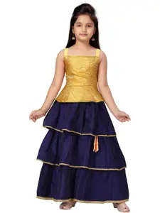 Sangria Girls Yellow Silk Lehenga Choli