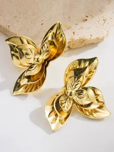 KRENOZ Gold-Plated Leaf Shaped Studs