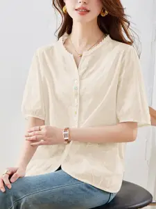 StyleCast Women Embroidered Cotton Shirt Style Top