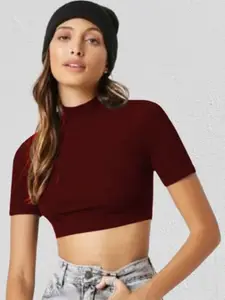 Dream Beauty Fashion Women High Neck Fitted Crop Top