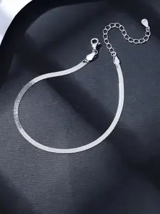 Estailo fashion Silver-Plated Sleek Snake Single Anklet