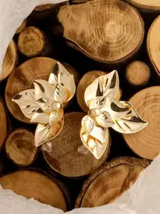 KRENOZ Gold-Plated Leaf Shaped Studs