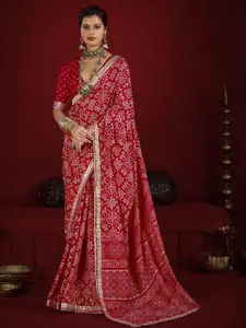 Stylum Bandhani Printed Embellished Gotta Patti Patola Saree