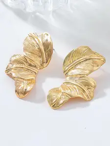 KRENOZ Gold-Plated Leaf Shaped Studs