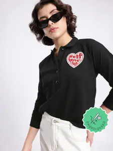 glitchez Laid-back Embroidered Cotton Terry Boxy Pullover Sweatshirt