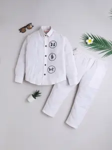 BAATCHEET Boys Embroidered Long Sleeves Pure Cotton Shirt With Trousers