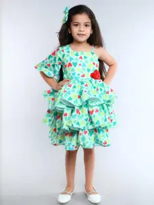 Pink Chick Print One Shoulder Fit & Flare Dress